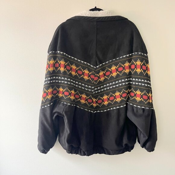 Arizona Vintage 'Vancouver' black vegan Navajo bomber, one size - Picture 12 of 12